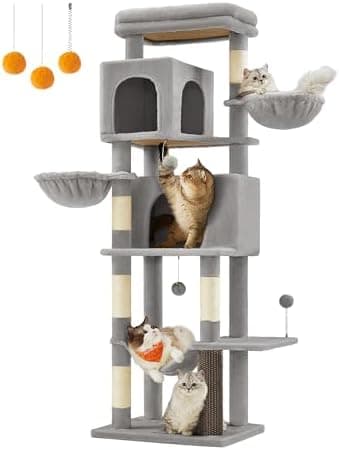Migliori tiragraffi a torre alti con piattaforme multiple per gatti grandi e pesanti